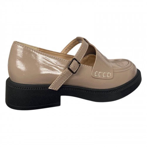Лофери жіночі шкіряні лак ILONA 619/826 бежеві 