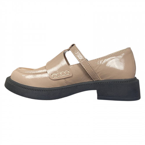 Лофери жіночі шкіряні лак ILONA 619/826 бежеві 
