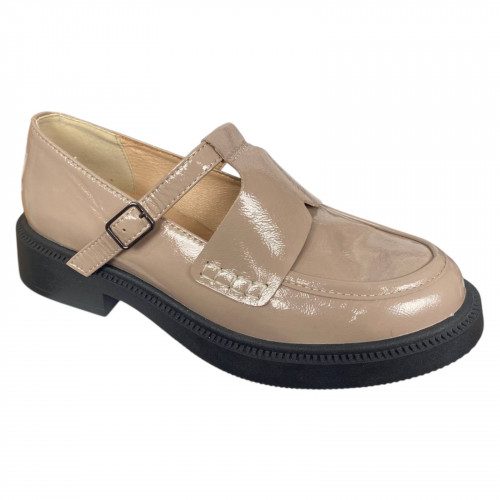 Лофери жіночі шкіряні лак ILONA 619/826 бежеві 