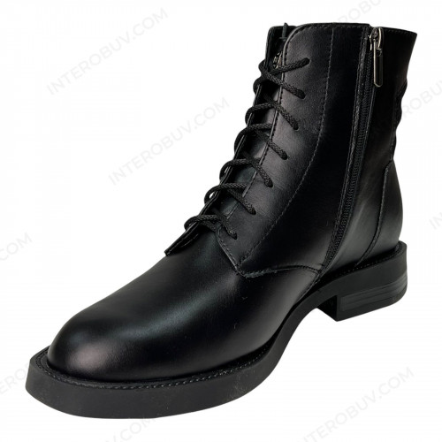 Ботинки Женские кожаные PRELLESTA 2121 черный байка