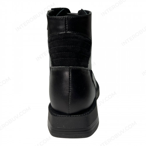 Ботинки Женские кожаные PRELLESTA 2121 черный байка