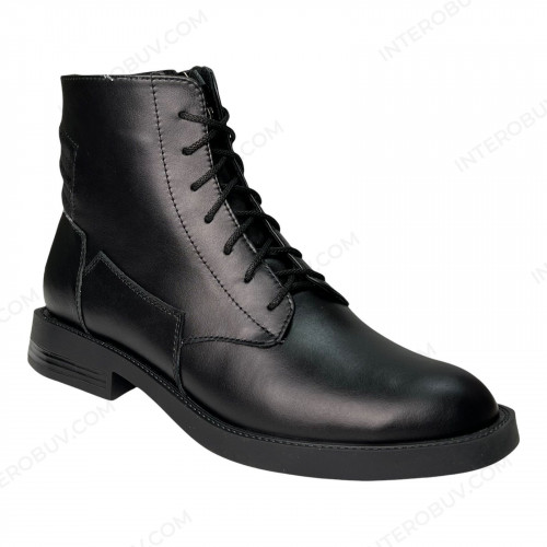 Ботинки Женские кожаные PRELLESTA 2121 черный байка