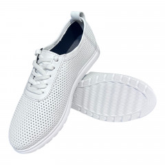 Кроссовки Женские кожаные LONYS 261 05 белый перфорация
