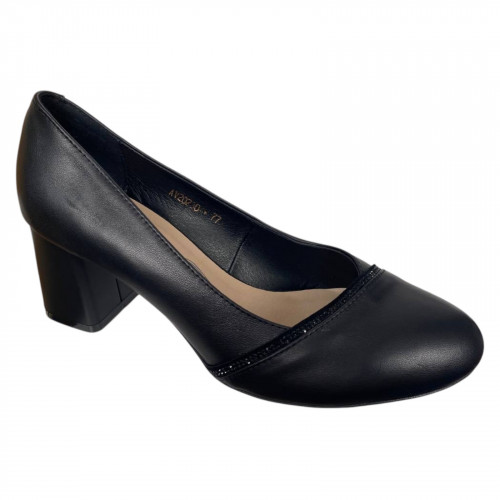 Туфли женские кожаные каблук ANGELS 3247/6 черные