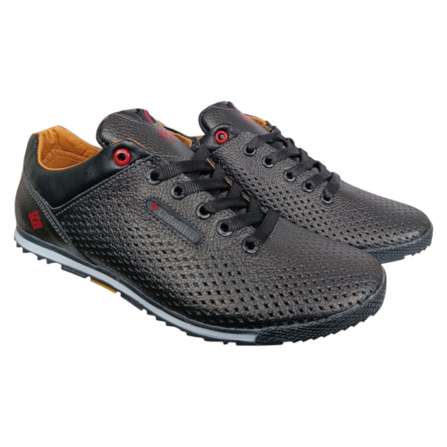 Кросівки чоловічі шкіряні перфорація LORD K1 01 чорні