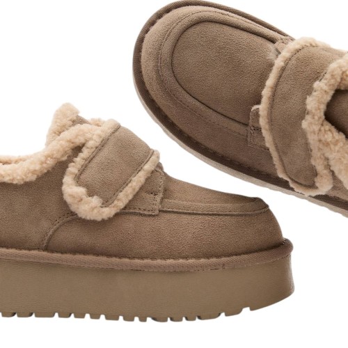 Жіночі Угги ALLSY 200807 бежевий замш хутро