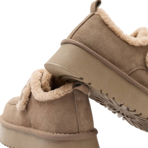 Жіночі Угги ALLSY 200807 бежевий замш хутро