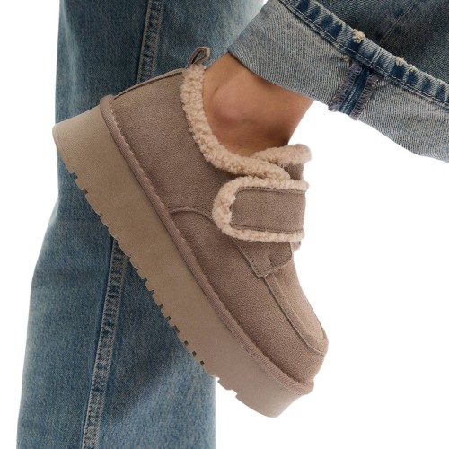 Жіночі Угги ALLSY 200807 бежевий замш хутро