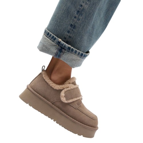 Жіночі Угги ALLSY 200807 бежевий замш хутро