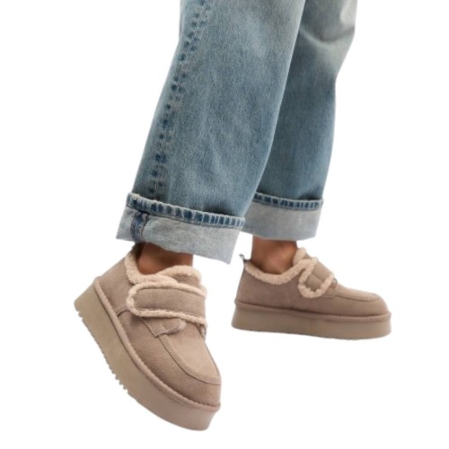 Жіночі Угги ALLSY 200807 бежевий замш хутро