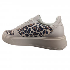 Кроссовки женские кожаные MASIS 133 бежевые леопардовые