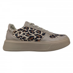 Кроссовки женские кожаные MASIS 133 бежевые леопардовые