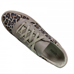 Кроссовки женские кожаные MASIS 133 бежевые леопардовые