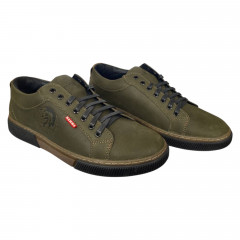 Кеды мужские кожаные HAMMA 705/45 хаки темно зеленый муст 
