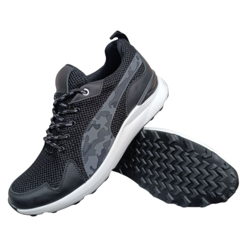 Кроссовки мужские текстильные DENAR P-5 01 черно-серая сетка