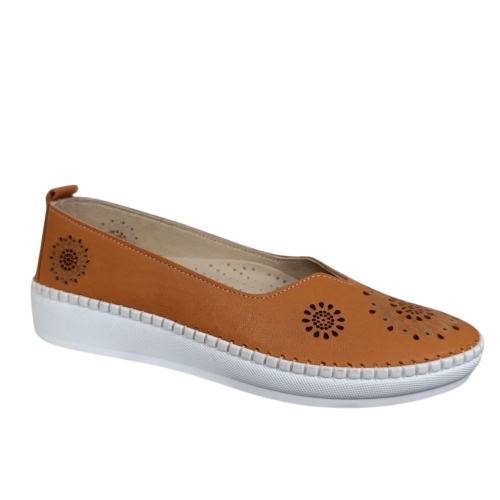 Мокасины женские кожаные ATO 10065 taba