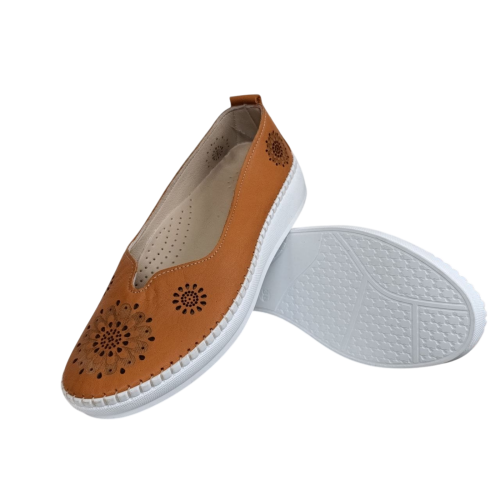 Мокасины женские кожаные ATO 10065 taba