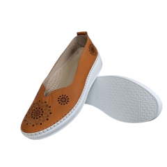Мокасины женские кожаные ATO 10065 taba