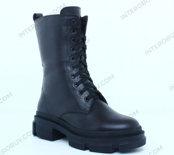 Черевики Жіночі шкіряні берц PRELLESTA 1296 чорний