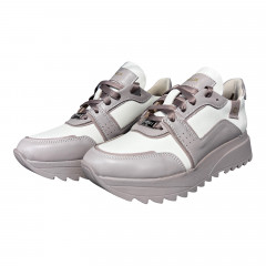 Кроссовки Женские кожаные GORNELIA 224/1 молочный/визон