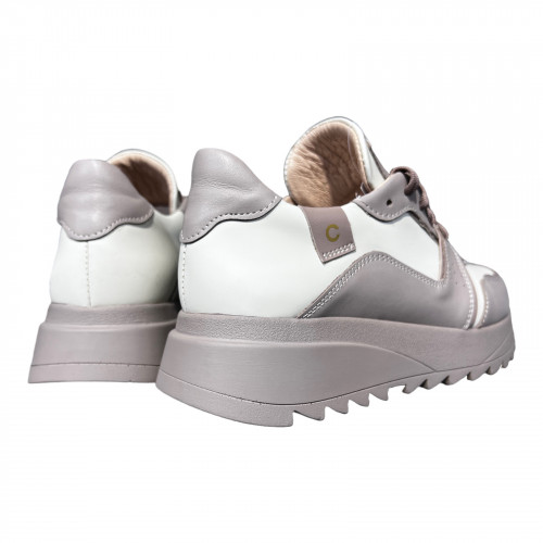 Кроссовки Женские кожаные GORNELIA 224/1 молочный/визон