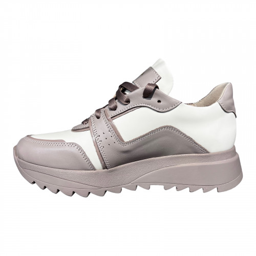 Кроссовки Женские кожаные GORNELIA 224/1 молочный/визон