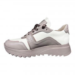 Кроссовки Женские кожаные GORNELIA 224/1 молочный/визон