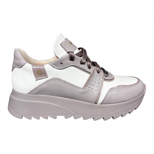 Кроссовки Женские кожаные GORNELIA 224/1 молочный/визон