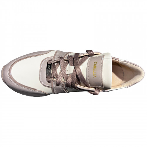 Кроссовки Женские кожаные GORNELIA 224/1 молочный/визон