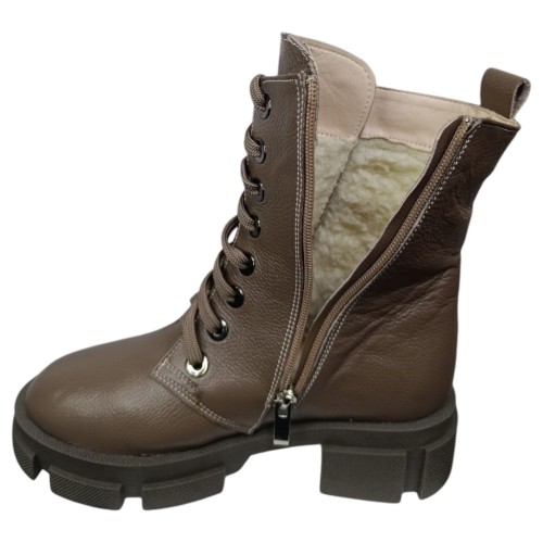 Ботинки Женские кожаные LONYS 20/2 С темно коричневый мех