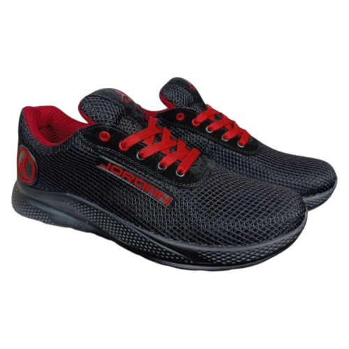 Кроссовки мужские текстильные DENAR K2N 05 JORDAN черно красная сетка