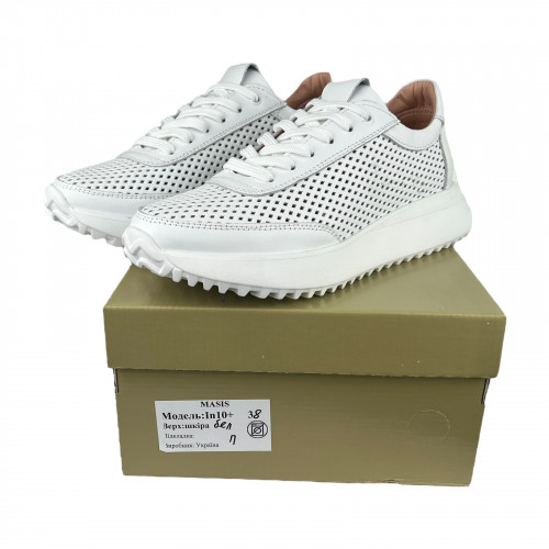 Кроссовки Женские кожаные MASIS In10 05 белый перфорация