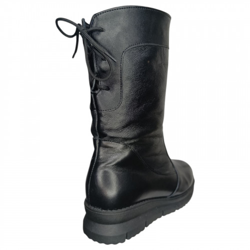 Чоботи жіночі шкіряні LONYS 65/2 чорний хутро