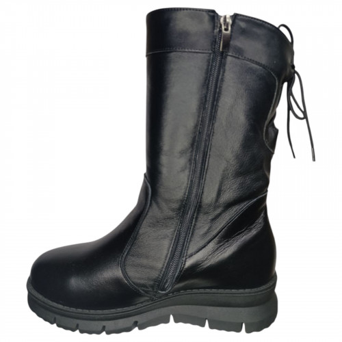 Чоботи жіночі шкіряні LONYS 65/2 чорний хутро