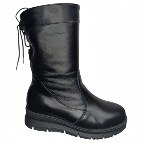 Чоботи жіночі шкіряні LONYS 65/2 чорний хутро