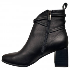 Черевики жіночі шіряні каблук DIANA D-137/49 чорні байка