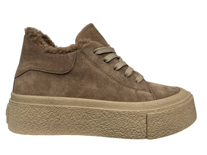 Черевики жіночі замшеві ILONA 564 87 LI капучино хутро