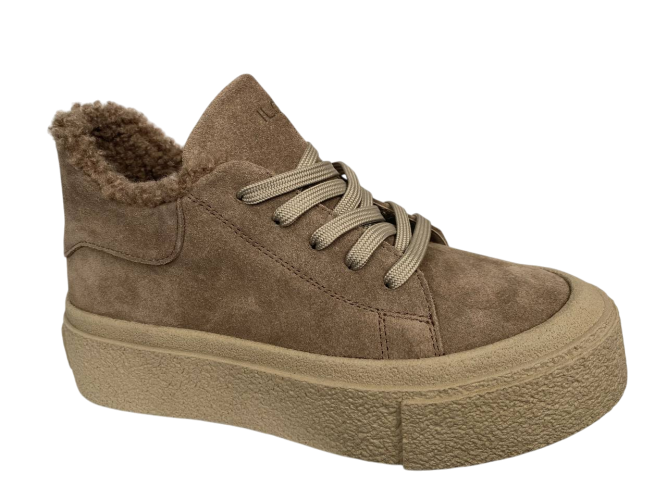 Черевики жіночі замшеві ILONA 564 87 LI капучино хутро
