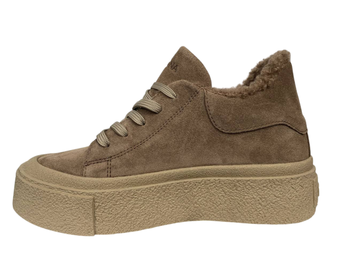 Черевики жіночі замшеві ILONA 564 87 LI капучино хутро