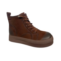 Ботинки женские кожаные ALLSY 215012 коричневый мех