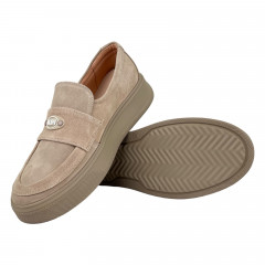 Лоферы Женские замшевые MASIS Slim 04 бежевые