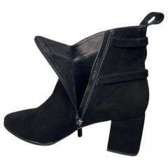 Черевики жіночі замшеві каблук DIANA D-137/49 чорні байка