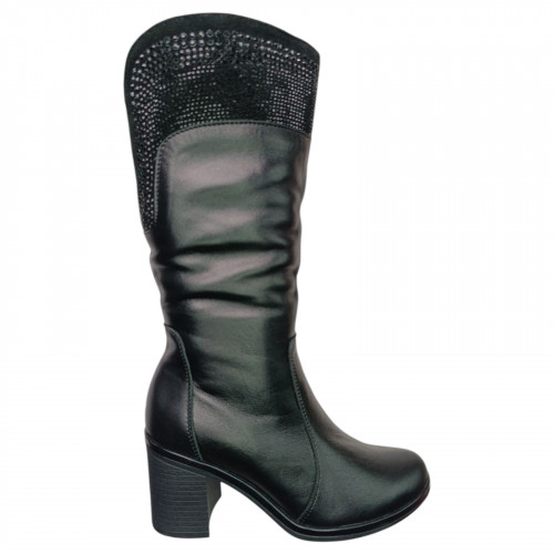 Чоботи жіночі шіряні РАССВЕТ ВР 23 каблук чорний хутро