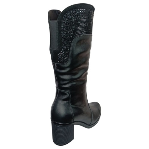 Чоботи жіночі шіряні РАССВЕТ ВР 23 каблук чорний хутро