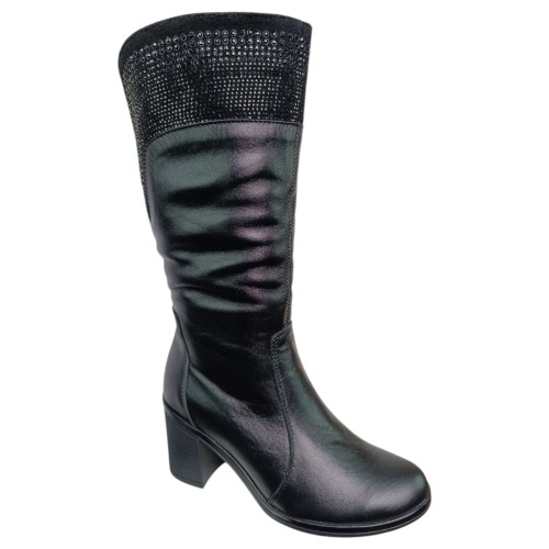 Чоботи жіночі шіряні РАССВЕТ ВР 23 каблук чорний хутро