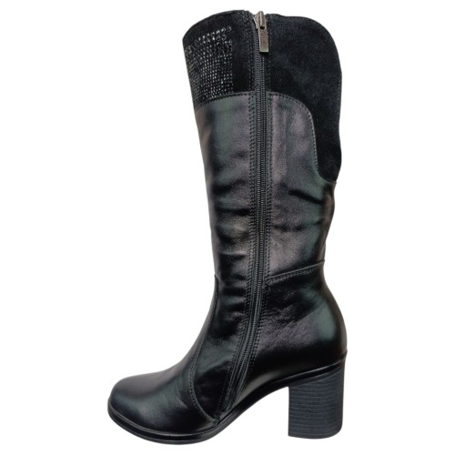 Чоботи жіночі шіряні РАССВЕТ ВР 23 каблук чорний хутро