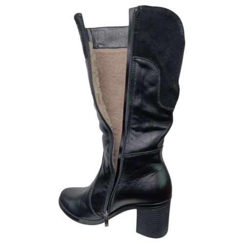 Чоботи жіночі шіряні РАССВЕТ ВР 23 каблук чорний хутро