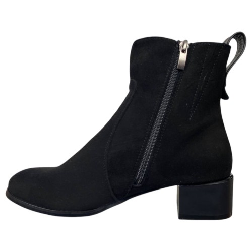 Ботинки женские замшевые каблук ELVIX 4029 черные байки