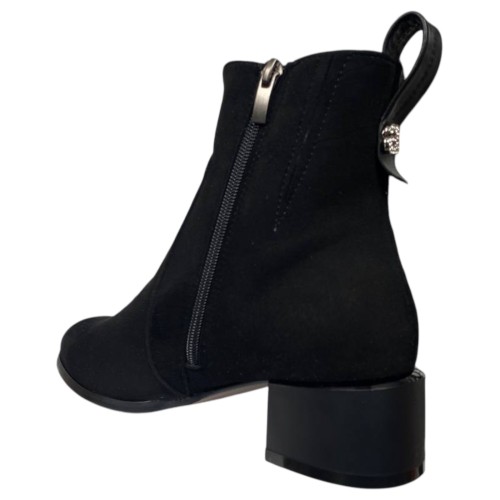 Ботинки женские замшевые каблук ELVIX 4029 черные байки