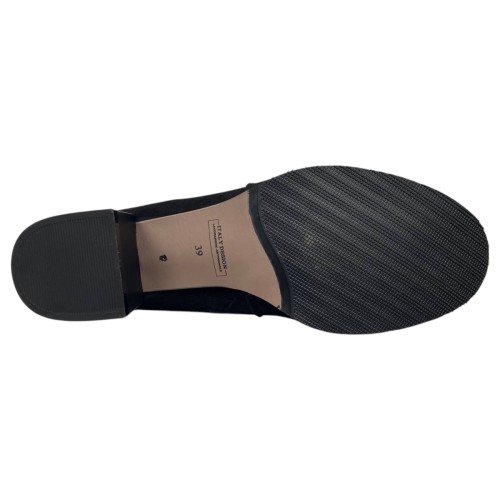 Ботинки женские замшевые каблук ELVIX 4029 черные байки